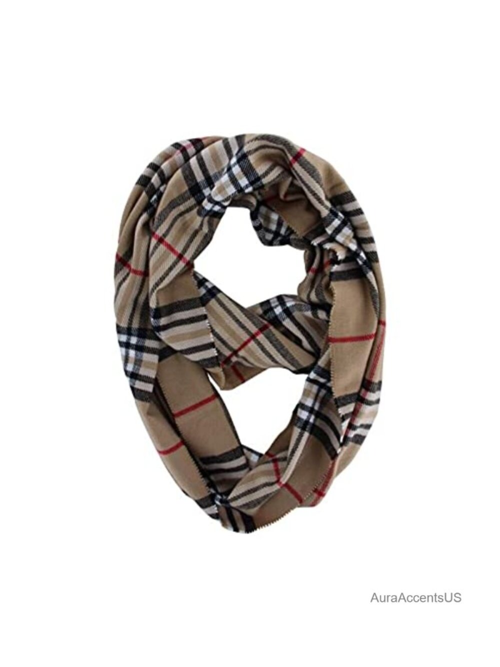Women's Cashmere Blend Plaid Infinity Cowl Scarf Lightweight Winter Wrap